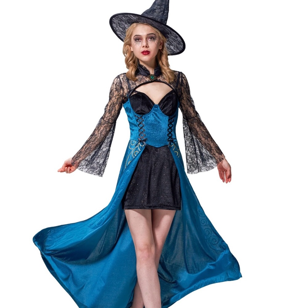 IKali Mystical Teal and Black Witch Costume (Womens)